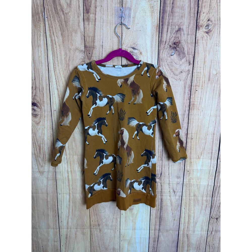 Walkiddy Horse Tunic Dress Organic Cotton Sweatshirt Girl's Size 116cm